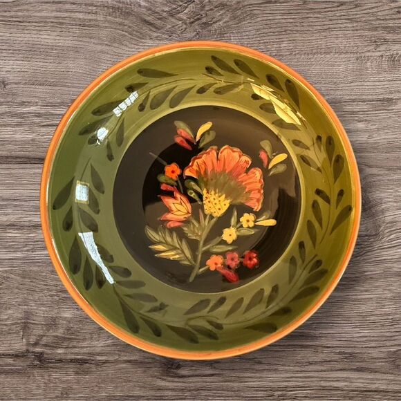 222 Fifth Arabian Flower Pasta Bowl No Chips, No cracks‎ Vintage Hand Painted. - Picture 1 of 3